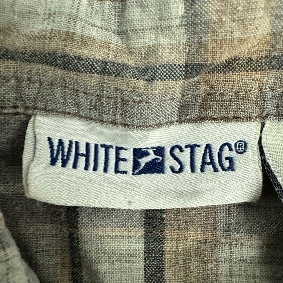 White Stag Womens Sleeveless Collared Button Front Plaid Blouse Large - Picture 3 of 5